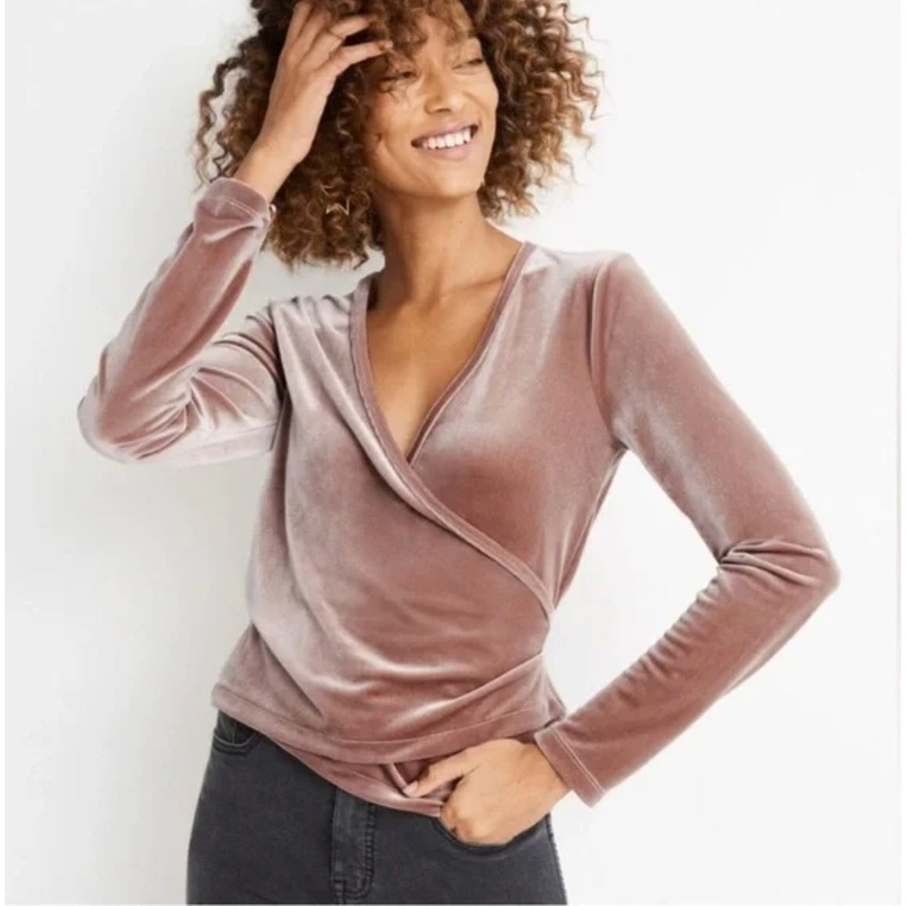 Madewell Velvet Wrap‎ Long Sleeve Tie Front Ballet Top Womens Size Medium